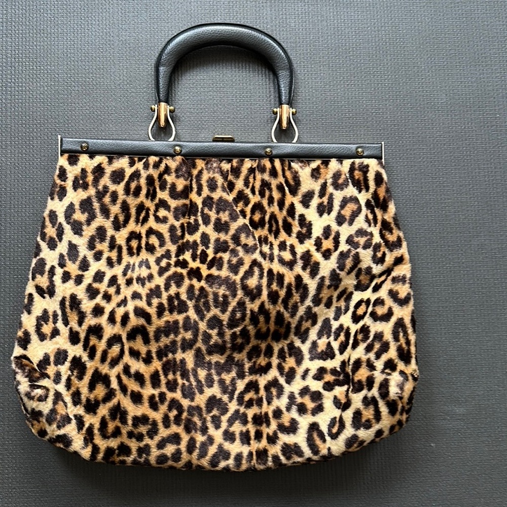 Leopard vintage Ronay top handle handbag